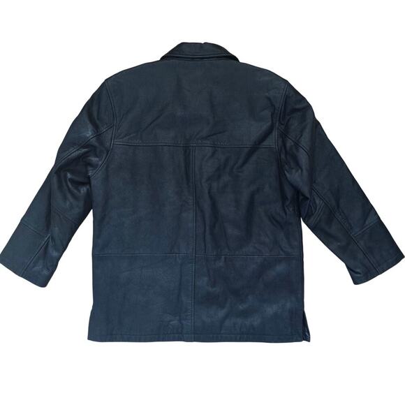 Gaby Men's Black Genuine Leather Jacket Overcoat with Quilted Lining Size M - Picture 5 of 11